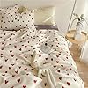 Nayoroom Heart Duvet Cover Queen Size Cute Red Love Heart Printed on White Bedding Set 3Pcs Kids Girls Kawaii Heart-Shaped Pattern Comforter Cover with Zipper Closure Soft Breathable Microfiber #3