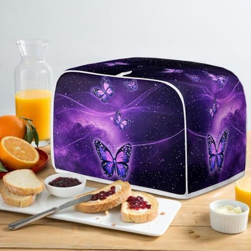 Image of Talayituse Galaxy Butterfly Print 2 Slice Toaster Covers Dust Protection Bread Maker Covers Toaster Oven Cloth Cover Kitchen Accessories Washable Appliance Cover, S