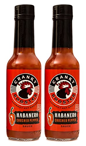 Cranky Rooster Hot Sauce 2 Pack Hot Chili Sauce Unique Gift Set | HABANERO Crushed Pepper Hot Sauce | Set of 2 | KOSHER Certified | Gluten Free | 0g Trans Fat