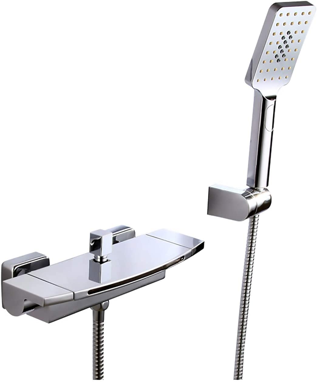 Robinet mitigeur de baignoire en laiton avec douchette chromée 3 modes pour montage mural