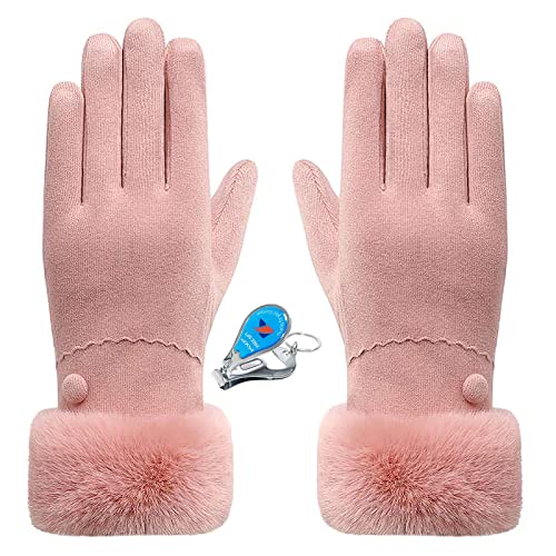 LassZone Gants d'hiver chauds pour femme avec doublure polaire coupe-vent en daim doux pour protéger les écrans tactiles de conduite, la course, le ski, le cyclisme, le camping, etc Cover
