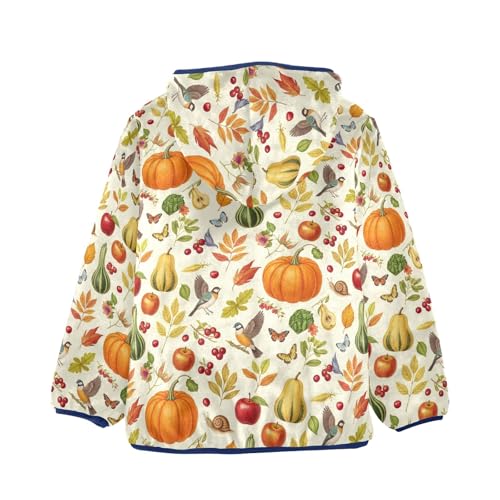 CHIFIGNO Autumn Harvest Pumpkins Kids Polar Fleece Lined Outerwear Jackets, Winter Coats for Toddler Boys with Hooded 3T2