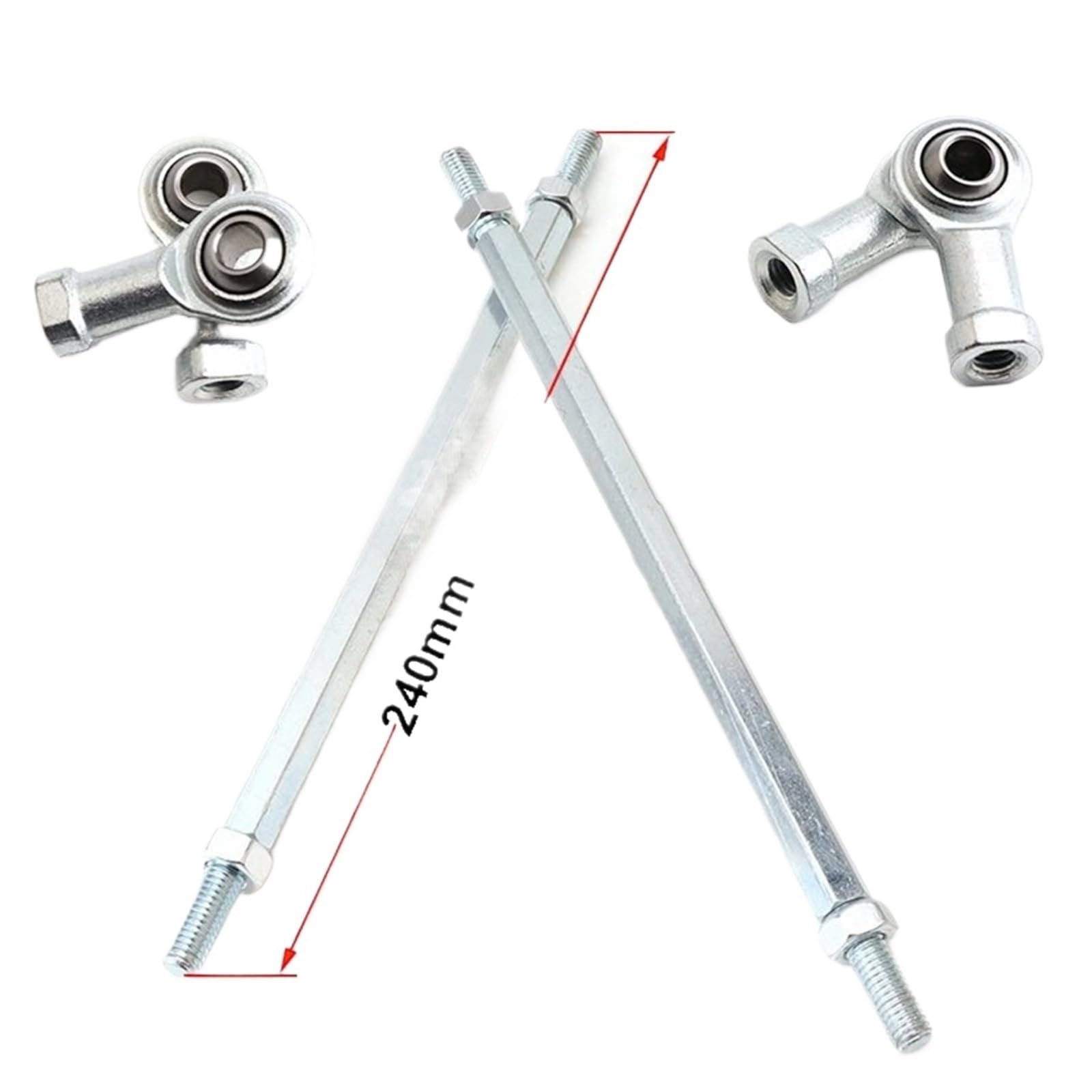 Rótula de suspensión 1 par 240/250/260/270/280/300/315mm 8mm kit de varilla dirección junta esférica para 49cc ATV Go Kart Buggy Quad(1 Pair 250mm)