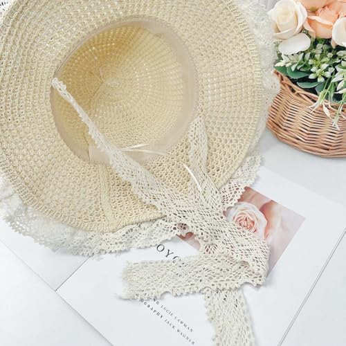 Gorro de paja para mujer con ala ancha y protección UV miniatura 5