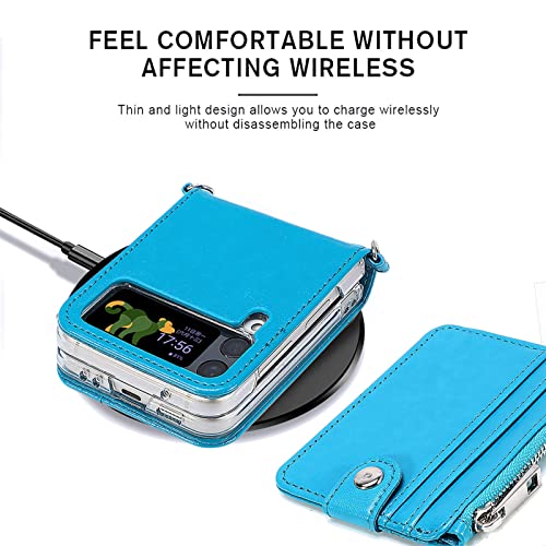 Caso do flip do telefone móvel Compatível com o Samsung Galaxy Z Flip 4 5G Wallet Case【2 em 1 destac