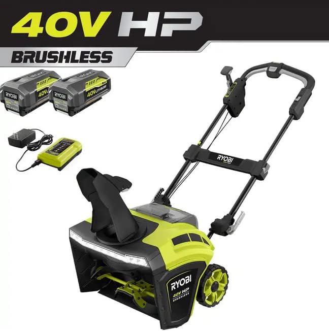 RYOBI 40V HP Brushless 21 inch Snow Thrower with two 40V batteries and charger