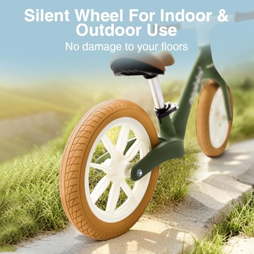 DMDD Toddler Balance Bike for 2-5 Years Old, 12" No Pedal Kids Indoor Outdoor Toy Bike, Tool-Free Adjustments Seat, Lightweight First Bike Gift for Boys Girls, White with Brown Accents by DMDD - Used condition - Image 7