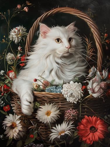 Peinture diamant 5D chat pour décorer un salon ou une chambre créative 40x50cm