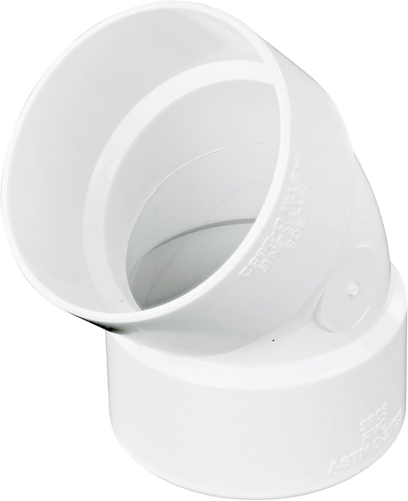3P03 PVC 45-Degree Elbow, 3-Inch, for Hub X Hub Solvent-Weld Connections, for Use with 3-Inch Sewer and Drain Pipe, White