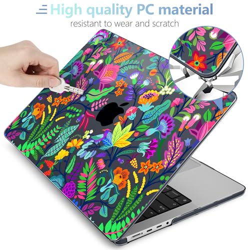 Image of MEEgoodo Case for MacBook Pro 16 inch 2026 2024 2023 2021, Laptop Shell Compatible with M5 M4 M3 M2 M1 Pro /Max Chip, Fit Model A3429 /A3428 /A3403 /A3186 /A2991 /A2780 /A2485, Bright Flowers & Tropic Leaves