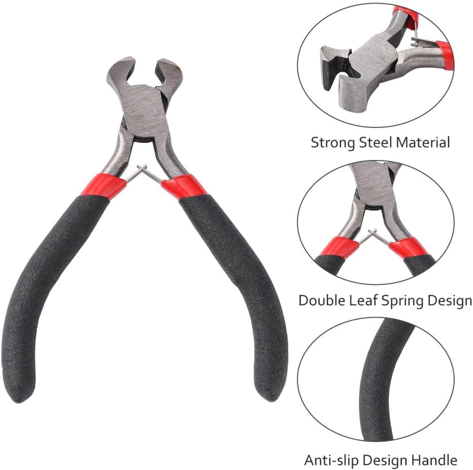8Pcs Construction Pliers Tool Kits Black Hand Tool with Double Spring Wire Mixed Flat Nose and End Cutting Plier for Jewelry Making Crafts Repairing