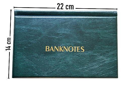 Collector SAMMLERALBUM FÜR BANKNOTEN Notizen Banknotenalbum mit 20 Seiten 11x19cm (Grün)