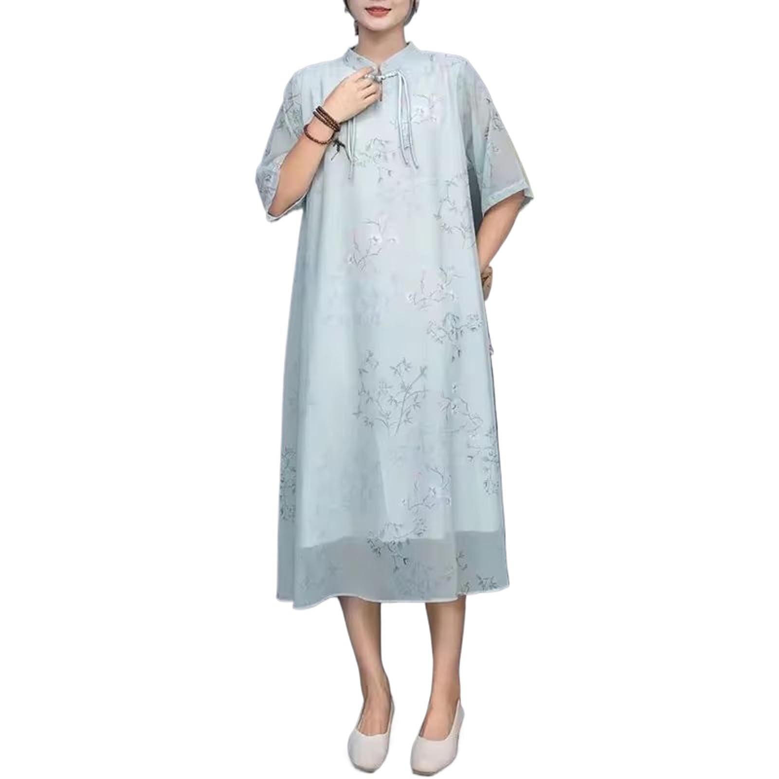 Robe d'été style chinois à franges fluide et confortable pour cocktail - 8