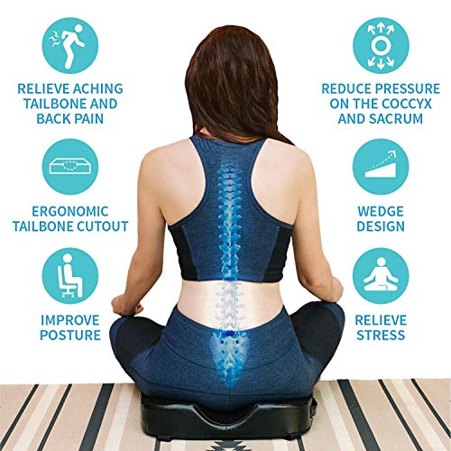 Vivalife Gel Memory Foam Office Chair & Car Seat Cushion With Non-Slip Bottom – Tailbone Pain Relief Cushion, Ergonomic, Orthopedic Sciatica & Coccyx Pillow Cushion #TOP1