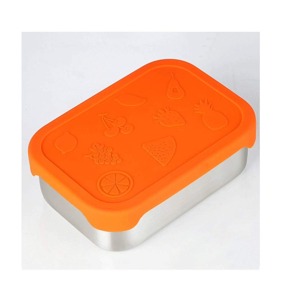 Fiambrera 800 ml de acero inoxidable Bowl fresca Almuerzo Merienda sello de silicona Con contenedor de almacenamiento de alimentos cubierta de la tapa plegable caja de almuerzo del estudiante
