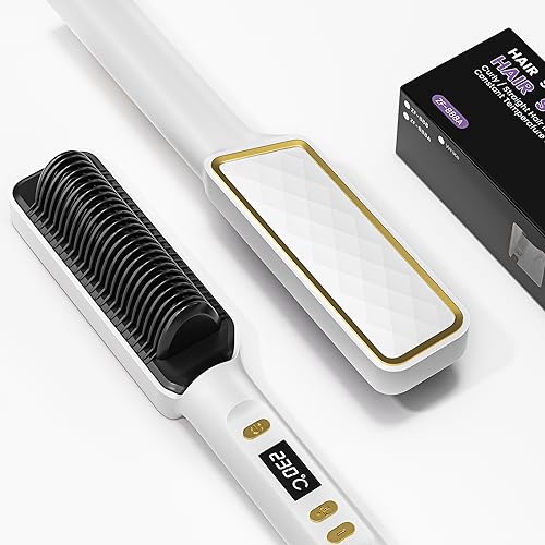 Dxliwky Hair Straightener Brush, Ionic Hair Straightening Brush & Iron Hot Comb with LED Display,10s Fast Heating, 30 Temp Settings,Anti-Scald, Professional Hair Tools for Styling -  ZF-888