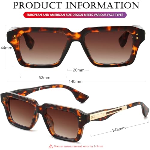 Image of AIEYEZO Rectangle Sunglasses for Men Women Fashion Square Frame Sun Glasses 90's Retro Designer Shades