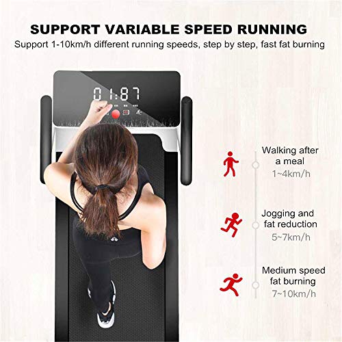 Image of Treadmills,Household Multifunction Flat Treadmill Portable Folding Electric Treadmill Silent Walking Machine,Indoor Fitness Equipment