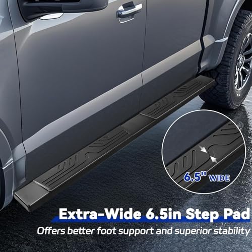 Estribos laterales de aluminio negro para camioneta Crew Cab miniatura 3