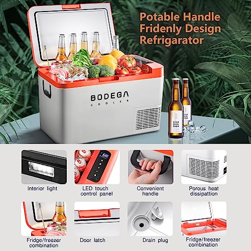 Bodegacooler 12 Volt Car Refrigerator, 27 Quart (25L) Car Fridge Portable Freezer (-4℉-68℉), Electric Cooler For Vehicles Truck Rv Camping Travel Home Use -12/24V Dc & 100V/240V Ac, Wifi App Control #TOP4