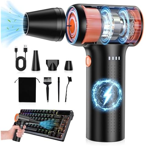 10000mAh Compressed Air Duster,300000RPM Super Power Electric Air Duster,Cordless Rechargeable Air Duster Turbo Blower Jet Fan Replace Canned Air 3-Gear Mini Air Blower for Pc,Computer, Keyboard, Car Cover