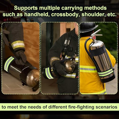 Image of Shyyween 1 Pcs Adjustable Fire Extinguisher Carrying Strap with Reflective Firefighter Gear Water Can Extinguisher Strap High-strength Nylon Webbing with Metal Buckle for Fire Safety (Green)