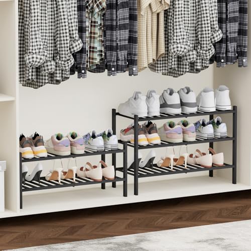 Kitsanery Bambus-schuhregal platzsparend,Schuhständer mit 3 Ebenen,Schuh Regal für Flur, Wohnzimmer, Schlafzimmer (Schwarz, 3 Ebenen(68.3B x 46.5H)) – Bild 5