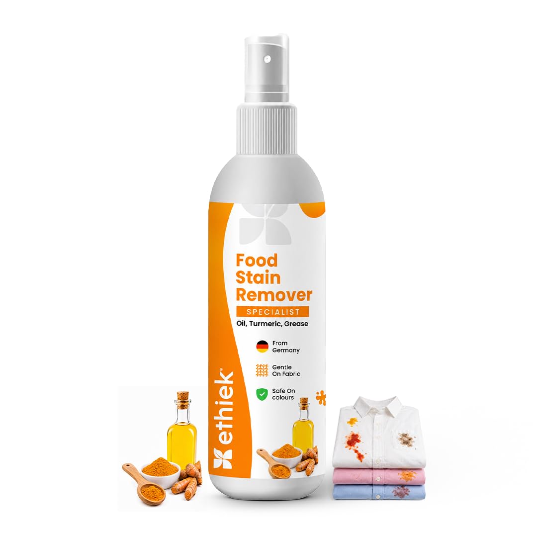 Ethiek Food Stain Remover Specialist Spray | Oil, Turmeric & Grease Stain Remover Spray | Colour Safe Fabric Cleaner for Shirts, T-Shirts & Kids Clothes | 75 ml-image-4
