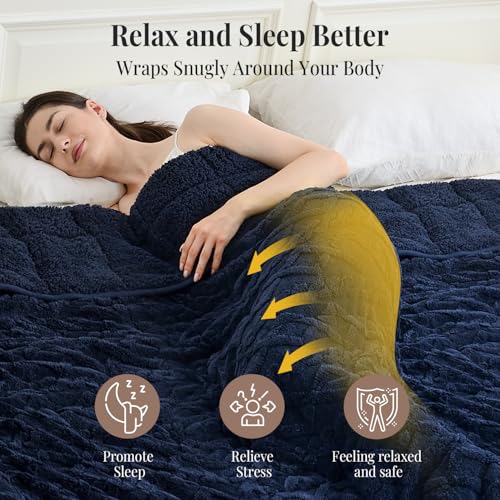 Image of Topblan Weighted Blanket for Adults, 60 inch x 80 inch 15lbs, Soft Sherpa Queen Size Heavy Blanket with 3D Jacquard Flannel Fleece Weighted Blankets for Couch and Bed