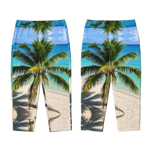 Pajama Pants Pajama Bottoms with Elastic Waistband Sleepwear Lounge Pants, Summer Beach Palm Tree3