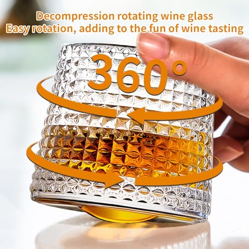 NIYATA Whiskey Gläser Kristallglas,Gin Gläser Kristallglas,160ML Whisky Gläser,360 Graders Vridbara,7.3x6.8cm,Kristallglas Karaffe Whiskey,für Bars,Wohnungen,KTV