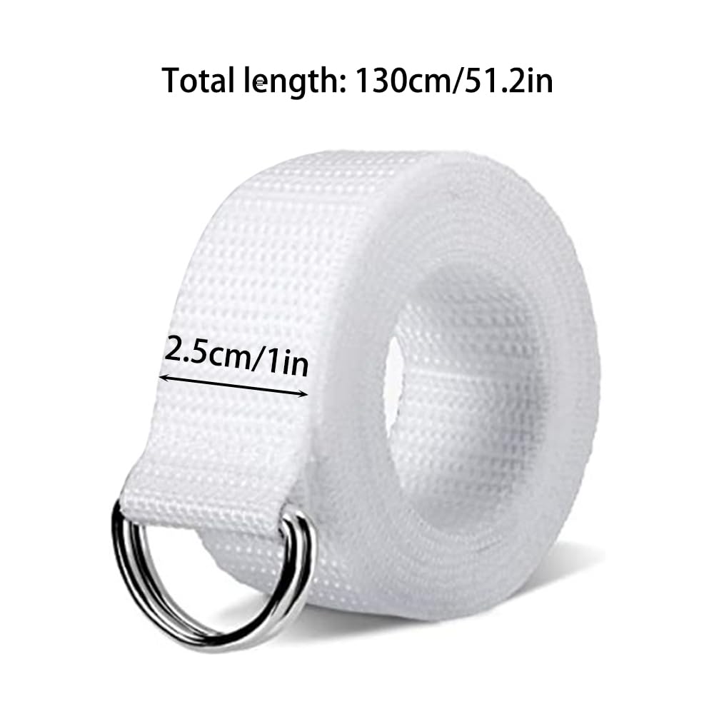MiOYOOW 4PCS Web Fútbol Cinturón, 51 Pulgadas Blanco Cinturón D-Ring Cinturón para Hombres Mujeres Juegos Deportivos Ejercicios Juegos de Entrenamiento