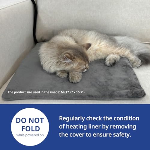 NICREW Cat Heating Pad, Temperature Adjustable Heated Cat Bed with Auto Shut Off Timer, Indoor Pet Heated Bed Mat for Small Dogs, 17.7 x 15.7 Inches