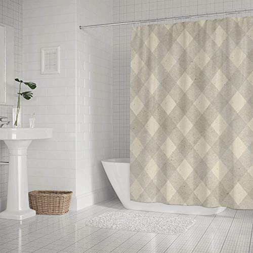 Rideau de douche imperméable beige grand format avec anneaux design - 3