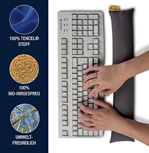 SANTERGO Wrist Rest for Keyboard - Ergonomic Palm Rest Made of Organic Millet Chaff, Anti- tendonitis for Laptop & Computer, Easy Typing, Cushion Support in Blue
