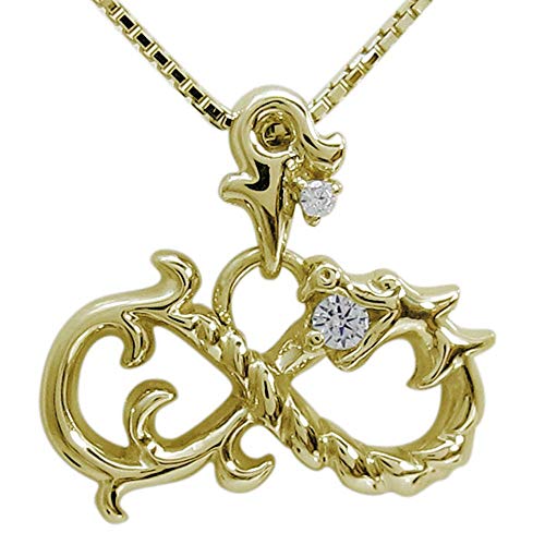 [プレジュール] メンズ ネックレス ウロボロス ダイヤモンド 4月誕生石 20代 30代 40代 イエローゴールド 10金 10K