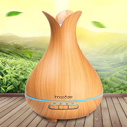 Aroma Diffuser 300ml InnooCare ätherisches Öl Zerstäuber Ultraschall Aromatherapie Holzmaserung Luftbefeuchter für frische Luft, Heim Dekoration, beste Geschenke für trockene Haut, Insomnie