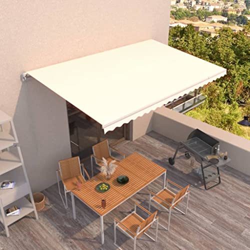 Auvent à bras articulé 500 x 300 cm crème, store extérieur avec manivelle protection solaire