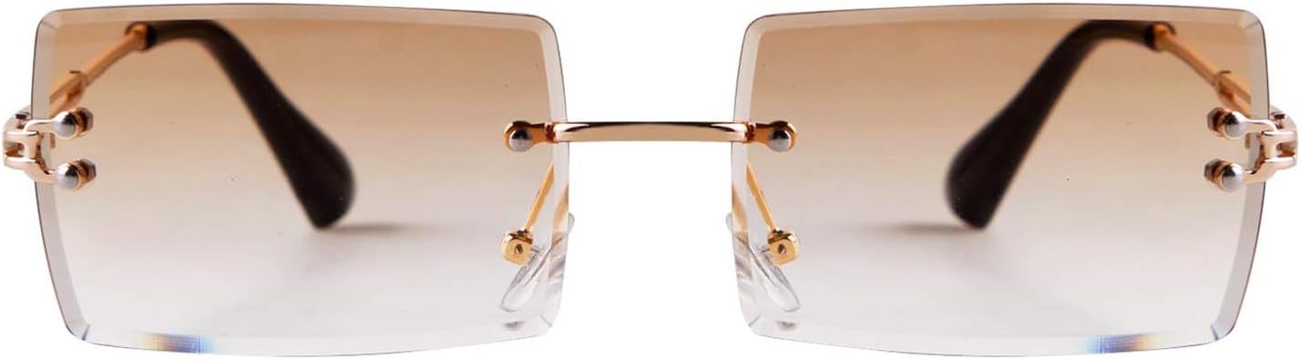 SORVINO Rimless Rectangle Sunglasses for Women Men Trendy Fashion Sheer Pink,Blue Tinted Lens Frameless Glasses - Image 8