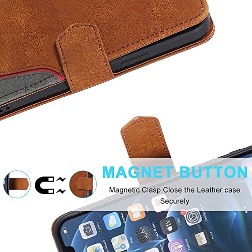 Housse portefeuille iPhone 14 Pro Max antichoc marron pliable - 3