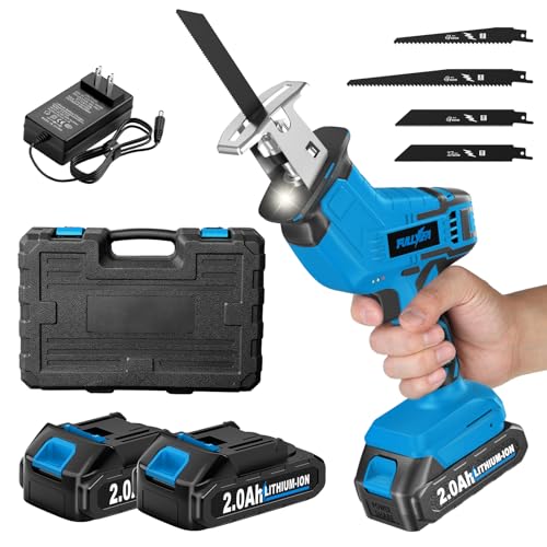 FULLYEA Cordless Reciprocating Saw, 3500 RPM Electric Saws with 4 Blades & 2...