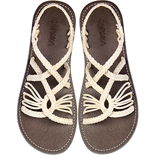 Capana Woven Women's Flat Sandals - Strappy Braided, Beach Sandals for Women Dressy Summer, Rope Bohemian Sandals, Spring Casual Womens Shoes, Comfy Boho Flats for Teen Girls – Relax (2nd Version)