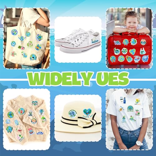 Tigeen 48 Pcs World Earth Day Chenille Iron on Patches Bulk Embroidered Patch for Hats Clothes Sew on Applique DIY Accessory for Backpack Pants Jeans