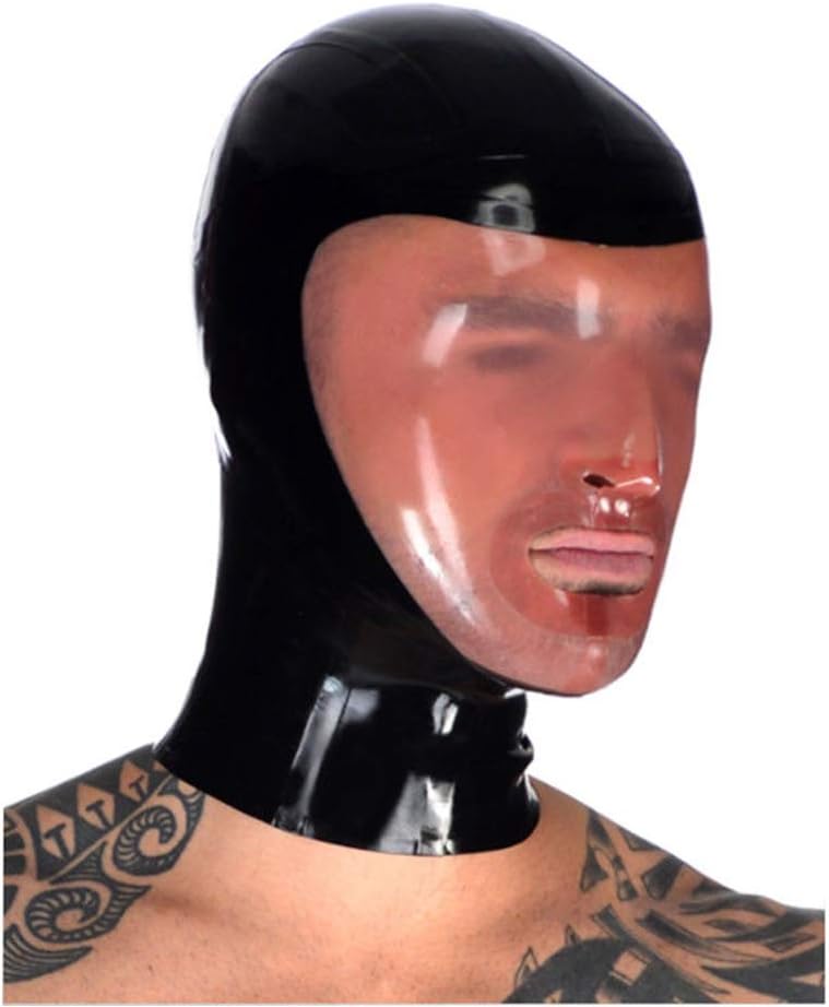 Latex Mask Black and transparent 0.4mm Combination Half surrounded Blowhole Nostril Mouth Unisex Hood Men women BA10