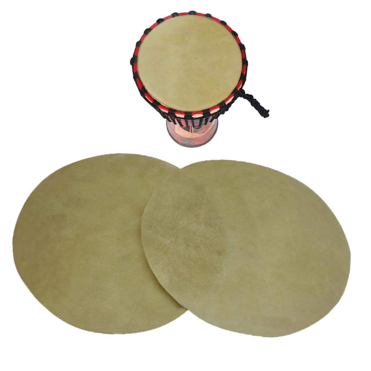 Levemolo Set of 2 Goat Skin Drum Replacement Drum Heads for African Drums Congo Hand Drums