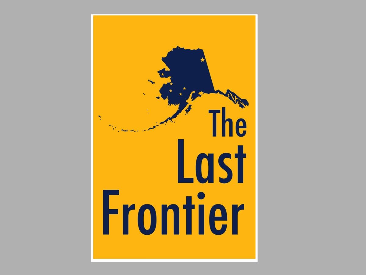 Artsy Canvas Alaska - The Last Frontier - State Map/Flag - 24x16 Matte Poster Print Wall Art