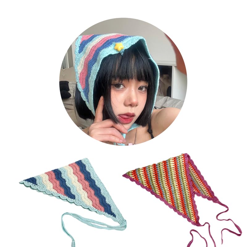 COUCHINLARY Crochet Bandana Head Kerchief Knitted Hair...