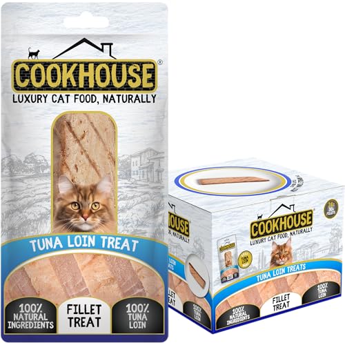 COOKHOUSE 100% Pure Whole Tuna Loin Fillet Luxury Cat Treats - 24 x 30g Pouches - 100% Natural - Grain Free - High Protein - Low Fat Cat Snack