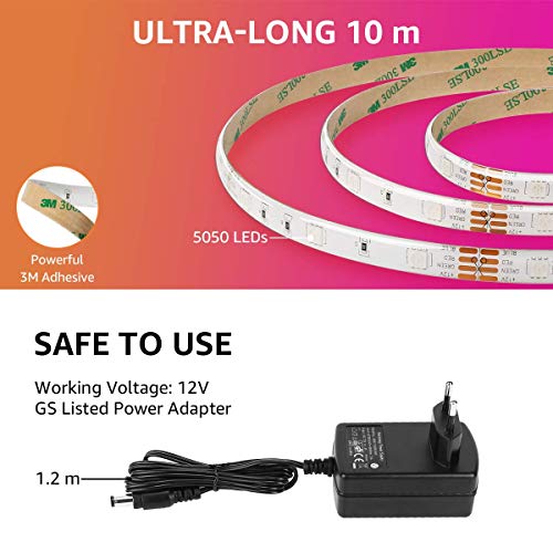 LE Striscia LED RGB 10M Impermeabile IP65, Strisce...