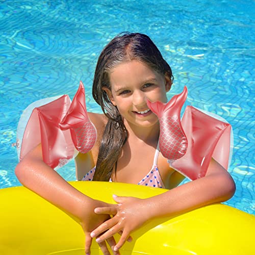 Image of 4 Pcs Inflatable Swimming Armbands, Swim Float Arm Bands Floating Sleeves for Kids, Tube Floaters Armlets for Boys Girls Pool Swim Training Aids, Shell Mermaid Armbands
